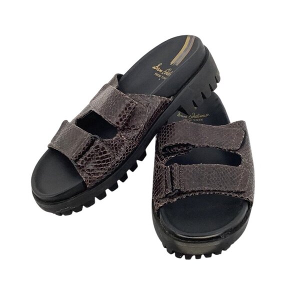 Sam Edelman Womens Brown Snake Print Slide Sandals Straps & Black Sole Size 8.5 - Picture 3 of 10